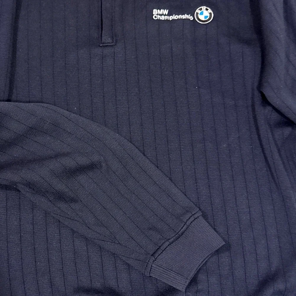 FootJoy Mens 1/4 Zip Pullover XL Black BMW Championship Ribbed Golf Sweater